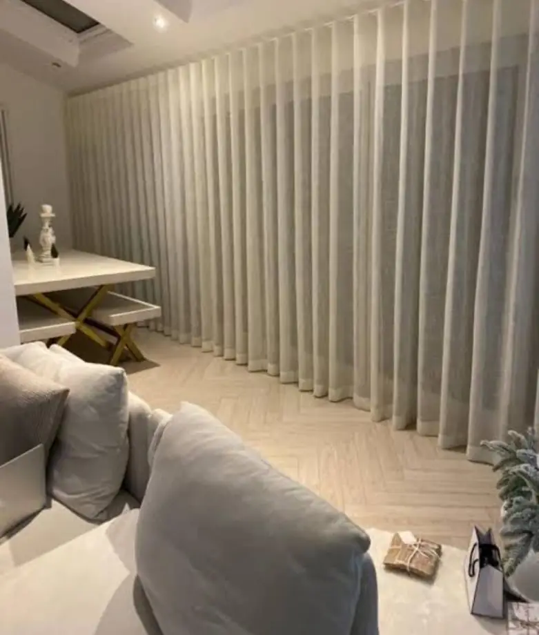 Eyelet curtains fitted in a modern home