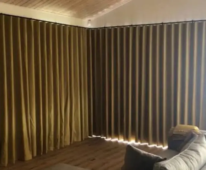 Champagne gold wave curtains close-up