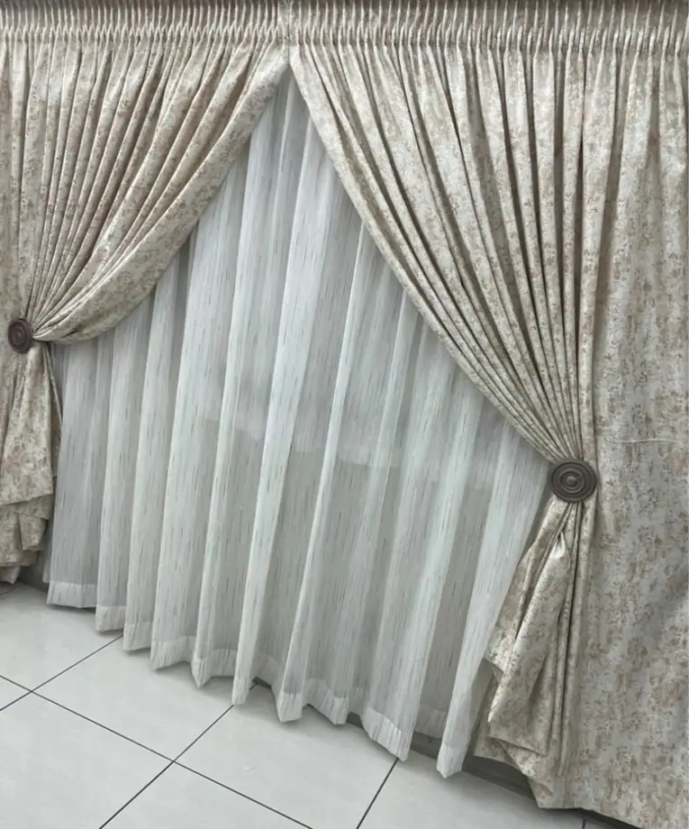 Flowing white sheer voile curtains